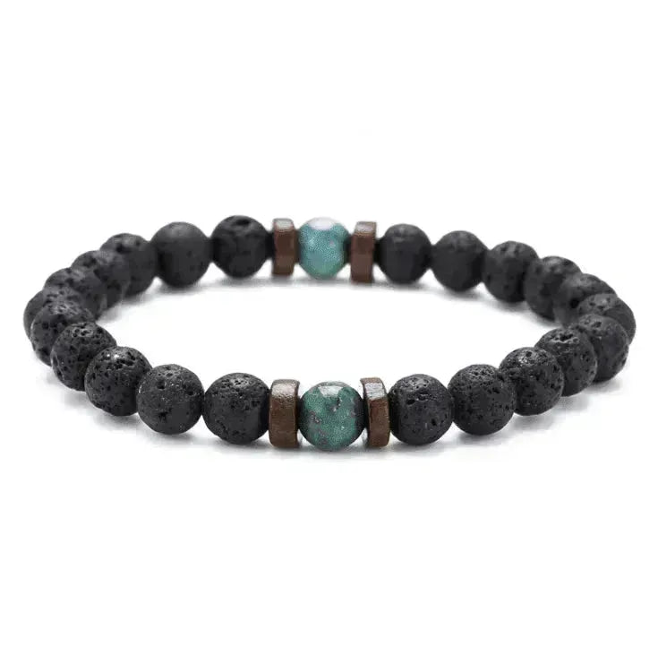 Bracelet pour hommes en pierre volcanique noire - EX-STOCK Canada