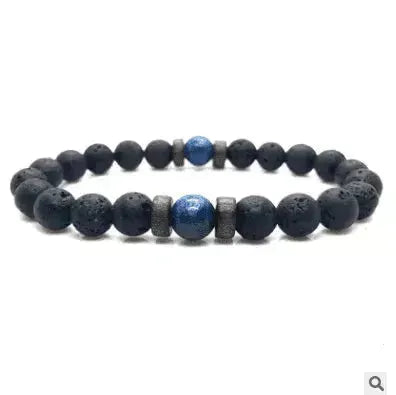 Bracelet pour hommes en pierre volcanique noire - EX-STOCK Canada