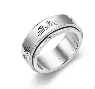 Bague pour femme en acier inoxydable titane avec étoiles et lune rotatives - EX-STOCK CANADA