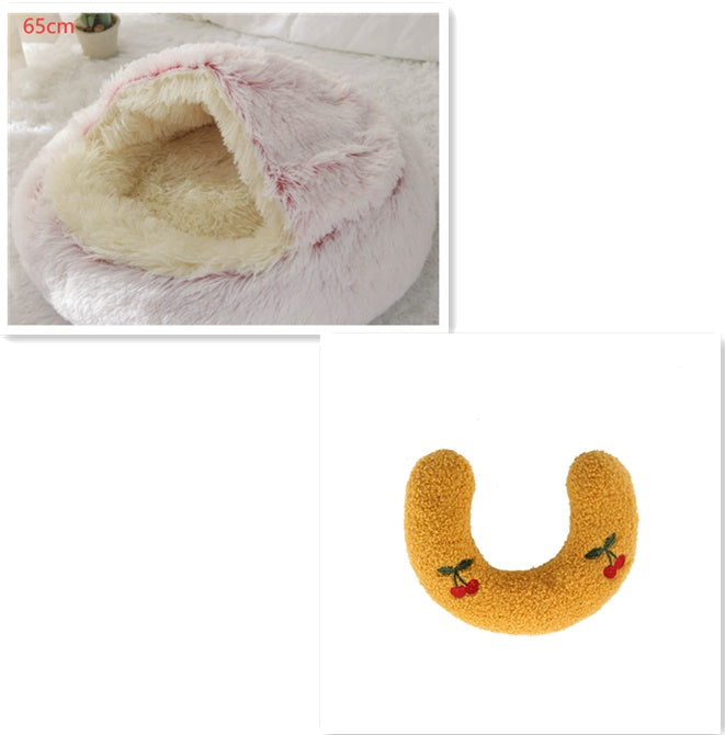 2 In 1 Dog And Cat Bed Pet Winter Bed Round Plush Warm Bed House Soft Long Plush Pets Bed Pet Products EX-STOCK Canada 
