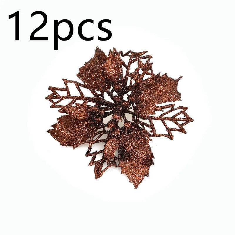 Glitter Artifical Christmas Flowers Christmas Tree Decorations For Home Fake Flowers Xmas Ornaments New Year Decor - EX-STOCK Canada