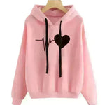 Unisex Heart Print Streetwear Hoodies sweatshirt Pullover Long Sleeve Clothes - EX-STOCK CANADA