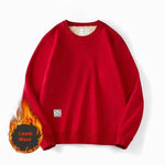 Fleece-lined Teens Oversized Winter cotton Pullover tops Round neck Sweatshirt - EX-STOCK Canada