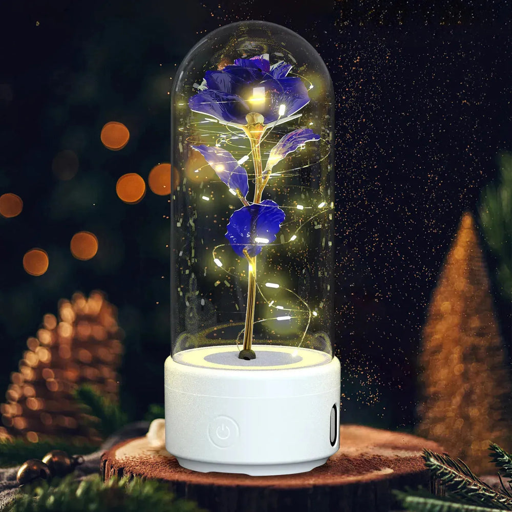 Creative 2 In 1 Rose Flowers LED Light And Bluetooth-compatible Speaker Valentine's Day Gift Rose Luminous Night Light Ornament In Glass Cover - EX-STOCK CANADA