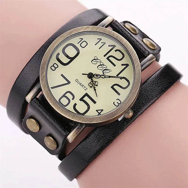 First Layer Cowhide Retro Watch Retro Three-circle Watch Men's And Women's Casual Watch - EX-STOCK Canada
