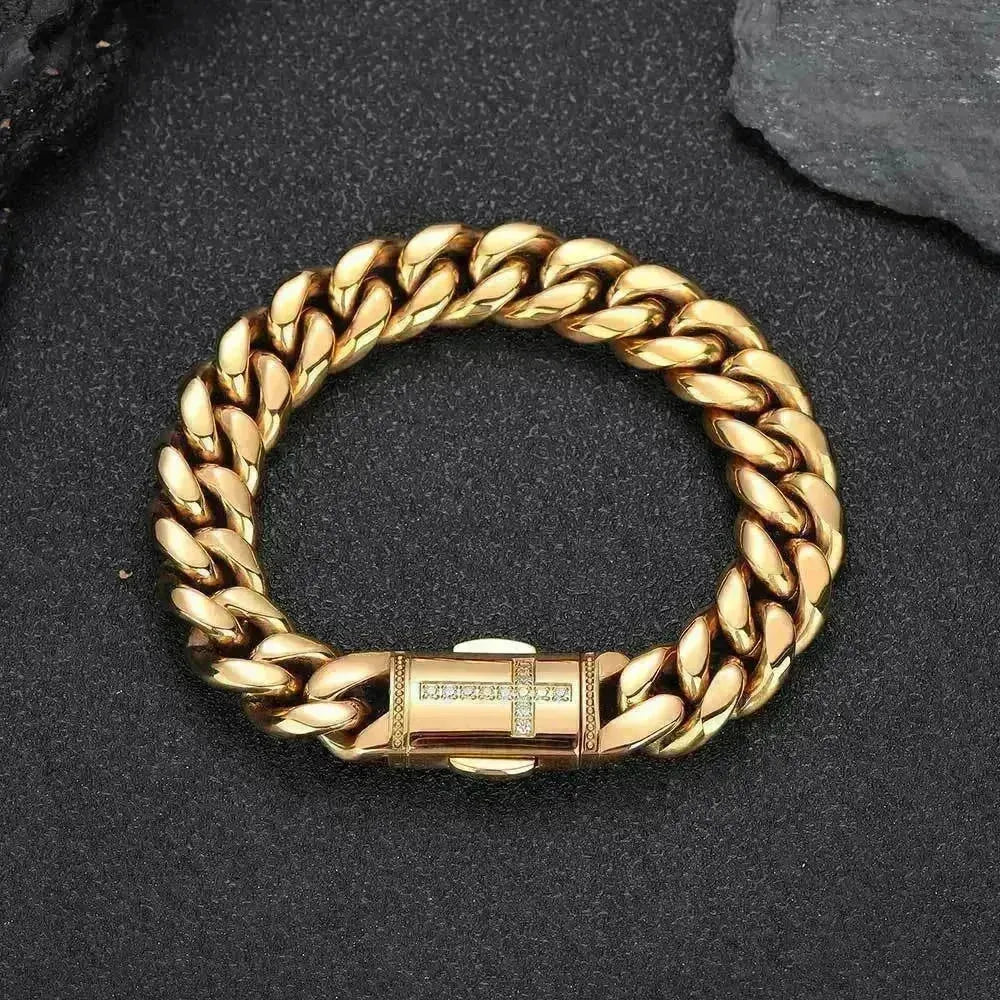 Stainless Steel Cuban Link Chain Personality Bracelet - EX-STOCK CANADA