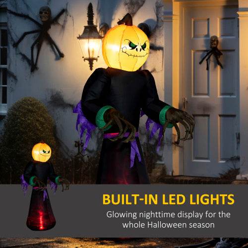 HOMCOM 7 Halloween Inflatable Outdoor Decoration Reaper Ghost Pumpkin, Blow Up LED Yard Decor For Garden, Lawn, Party, Holiday, Waterproo - EX-STOCK Canada