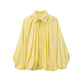 Women's Loose Pleated Zip-Front Jacket – Balloon Sleeves, 6 Colours | Sizes XS–XL