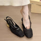 2025 French Retro Square Toe Mesh Hollow Block Heel Mary Jane Sandals For Women 