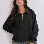 Women's Half Zipper Pullover Long Sleeve Sweatshirt - EX-STOCK CANADA