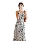 Ink Painting Print Suspender Dress Women's Spring And Summer Floral Midi dress white - EX-STOCK CANADA