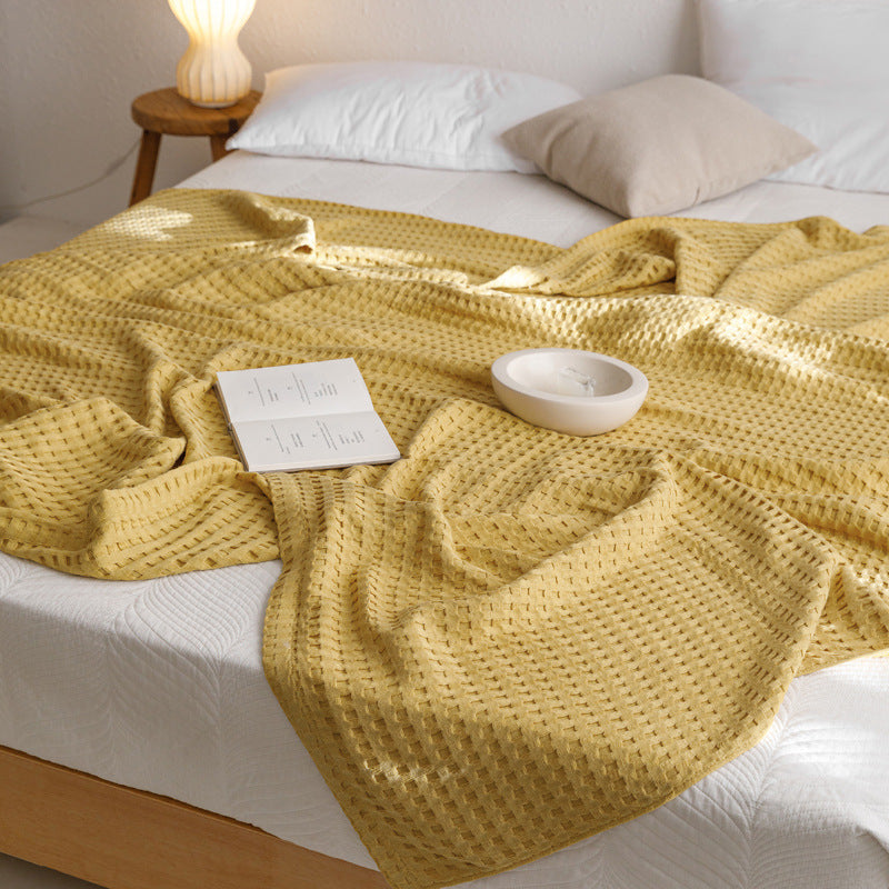 Waffle Cotton Yarn Air Conditioner Summer Cooling Duvet Solid Color Dormitory Comforter EX-STOCK Canada 