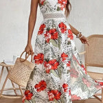 Elegant Spring chic Vacation Resort floral summer maxi dress - EX-STOCK CANADA