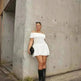 European And American Women Style Beach Holiday Party Cocktail Off Shoulder Mini Skater Dress for Ladies - EX-STOCK CANADA