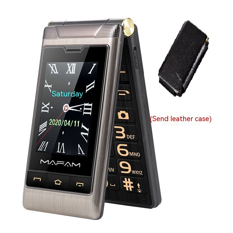 Flip phone with MAFAM branding on a white background