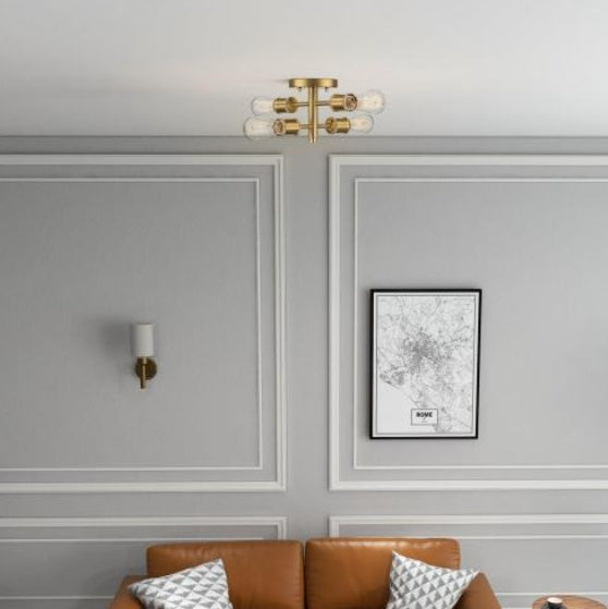 Ephemeral Four Lights Semi Flush Mount Retro Hallway Kitchen Bedroom Living Room Ceiling Pendant 11 W X 6.5 H EX-STOCK