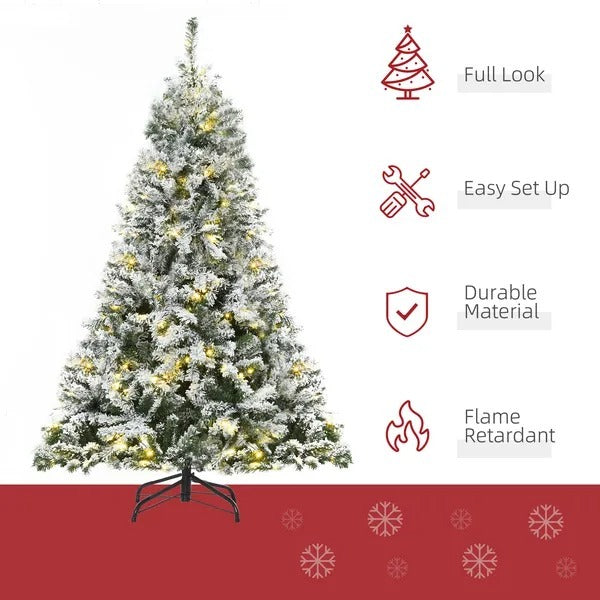 6ft Snow Flocked Artificial Tree 250 LED Light 928 Branches Christmas Season EX-STOCK Canada 