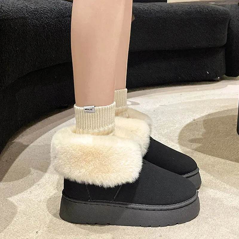 Winter Warm Snow Boots New Fashion Foldable Fleece Cotton Shoes For Women Plus Velvet And Thickened Plush Ankle Boots - EX-STOCK Canada