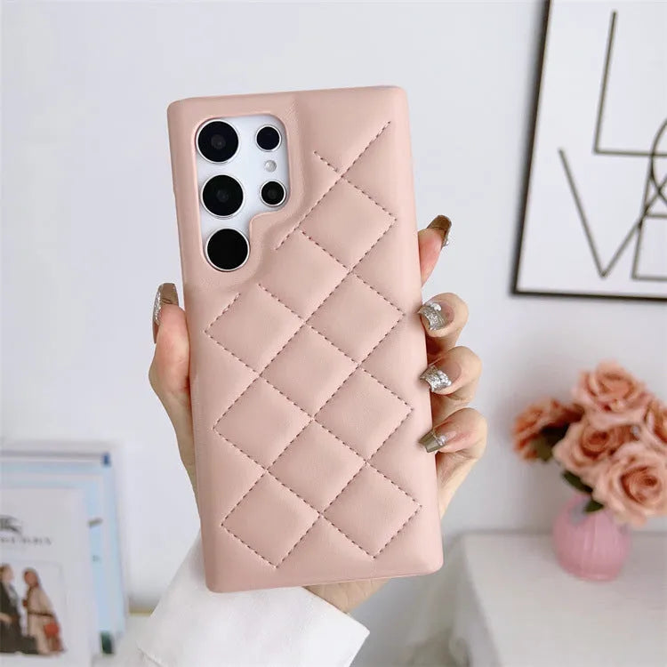 Diamond Plaid Samsung leather Phone case - EX-STOCK CANADA