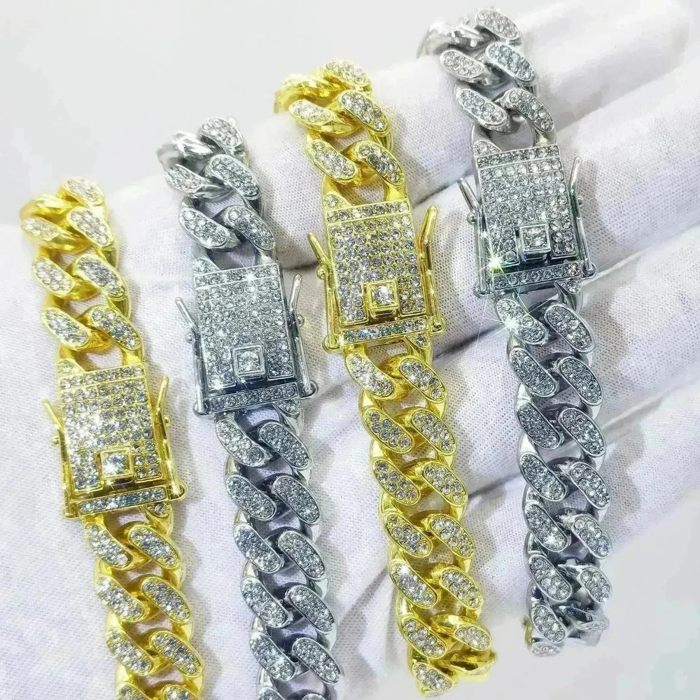Flat Cuban Link Chain Diamond Bracelet - EX-STOCK CANADA