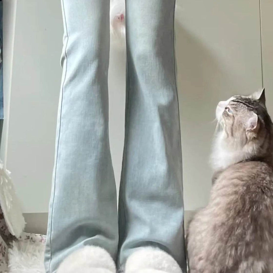 Women's Light-colored High Waist Bootcut Jeans - EX-STOCK Canada