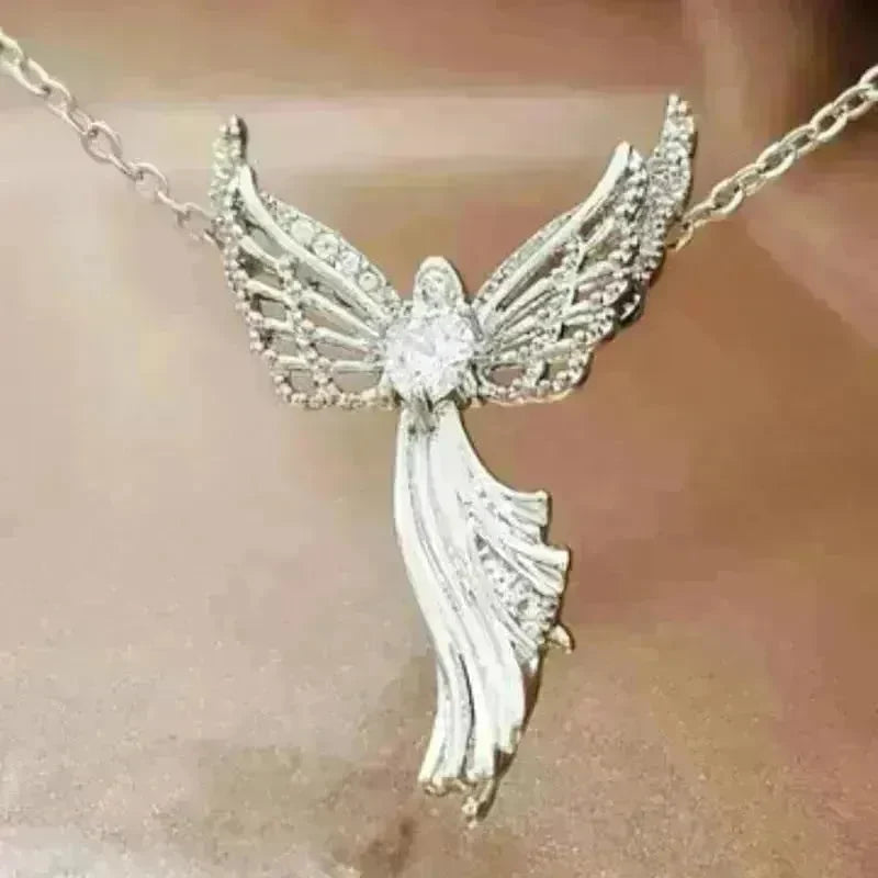 Diamond Modern Angel Pendant Necklace for Women - EX-STOCK CANADA