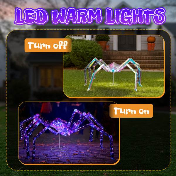 3ft Prism Spider, Illusion, 340 Purple Copper Wire Light, 4.5V 3.6W Halloween Standing Decoration US Specification - EX-STOCK Canada
