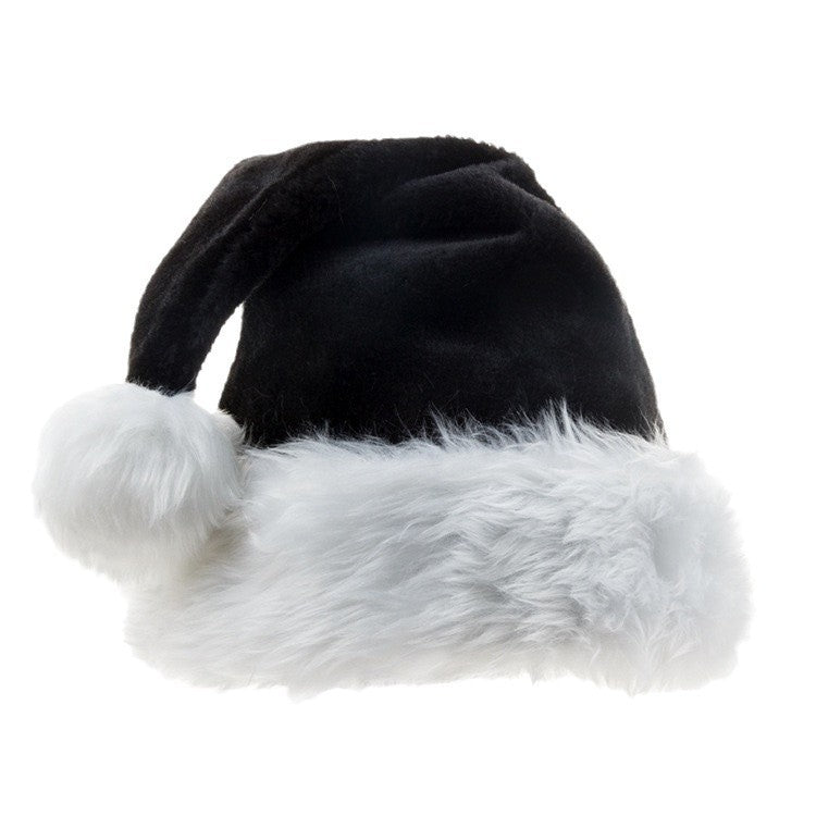 Black Christmas Hat Halloween Plush Hat Thickened Plus-sized Christmas Hat EX-STOCK Canada 