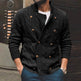 Men's Pure Color Half Collar Double-breasted Knitted Sweater Coat - EX-STOCK Canada