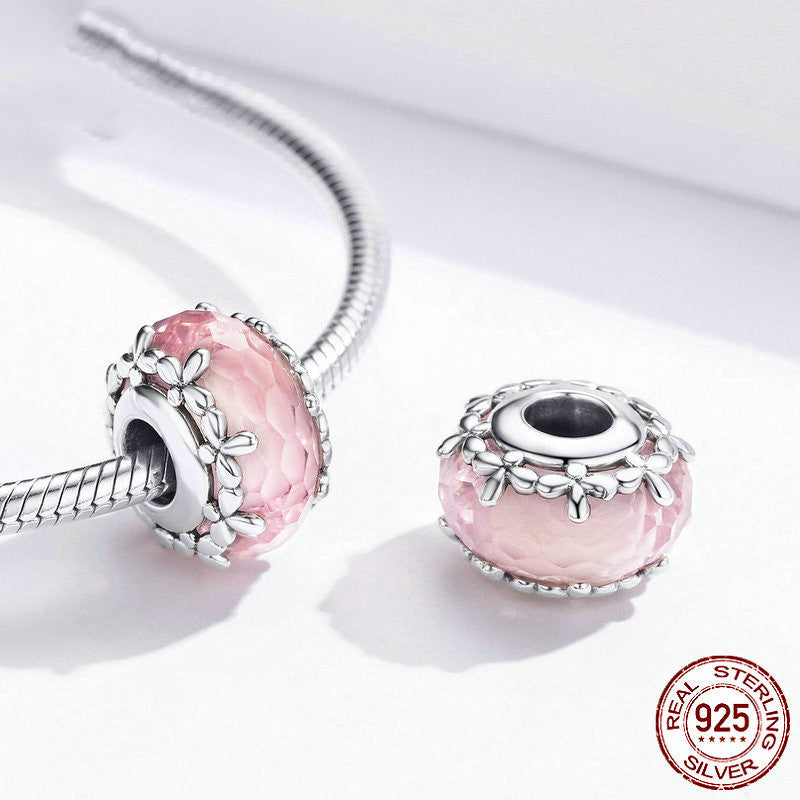 DIY Sterling Silver Beads S925 Cut Surface Glass Bead