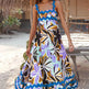 Flowers Print Wavy Pattern Suspender Long Dress For Women Fashion A-Line Beach Dresses Womens Clothing - EX-STOCK CANADA