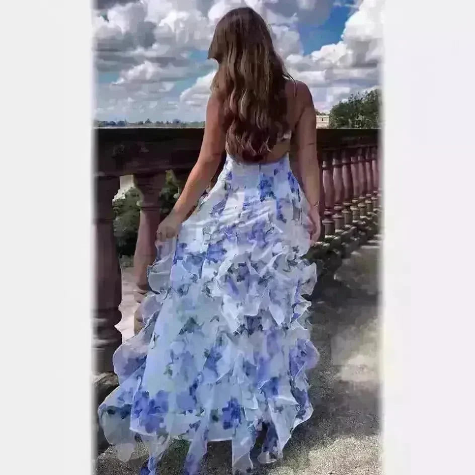 New Women's Spring And Summer Dew Fairy Sleeveless Backless Floral Long Dress - EX-STOCK CANADA