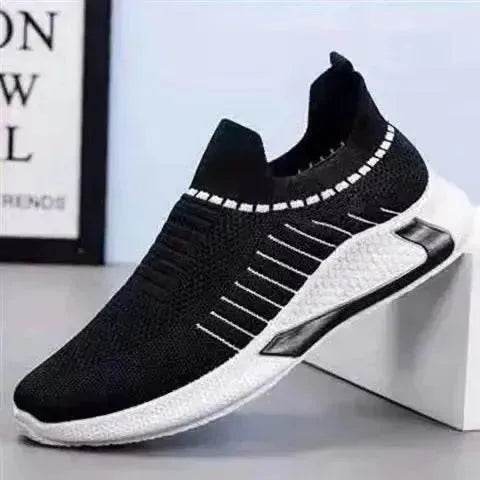 Fashion Mesh Sock Shoes With Striped Design Men Outdoor Breathable Slip-on Sneakers Casual Lightweight Running Sports Shoes - EX-STOCK Canada