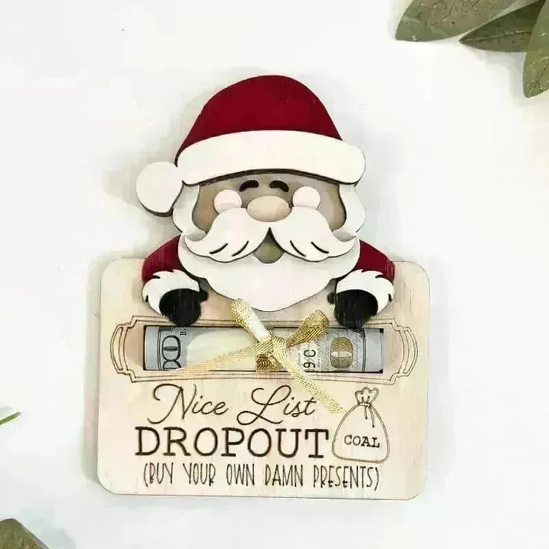 Wooden Cute Santa Claus Cash And Gifts Card Clamp Creative Christmas Decoration Ornaments - EX-STOCK CANADA