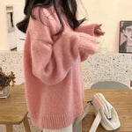 Fall Winter Round Neck Oversize Fleece Plush Pullover Sweater for women - EX-STOCK Canada