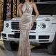 Fashion Halter neck Sheath Velvet Banquet Evening Party Dress - EX-STOCK CANADA