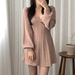 Fashionable Autumn Winter Mini Flared Knitted Sweater Dress - EX-STOCK Canada
