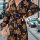 Casual Spring V-neck long sleeve Floral mini dress - EX-STOCK CANADA