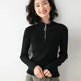 Women Autumn Winter Slim Fit High neck Half zip Knitted sweater Top - EX-STOCK Canada