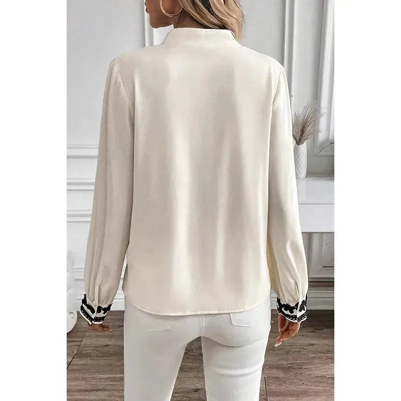 European And American Long sleeve button down Blouse shirt business office Work top for women - EX-STOCK CANADA