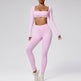 Quick-drying Nude Feel Running Sports Workout Yoga Clothes 2pcs set Long sleeve Crop top and High Waist Pant - EX-STOCK Canada