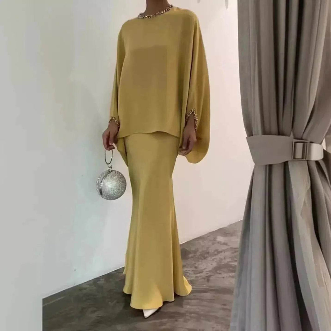 Women's Middle East Pearl Mop Dress Suit Arabtop and Blouse Elegant Matching ArabTop and Skirt suit Arab2 piece outfit - EX-STOCK Canada