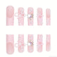 24 pcs Nail Art avec nœud papillon, ongles faux longs avec longue pipe en eau, pointes d'ongles carrées, faux onglesEX-STOCK Canada 