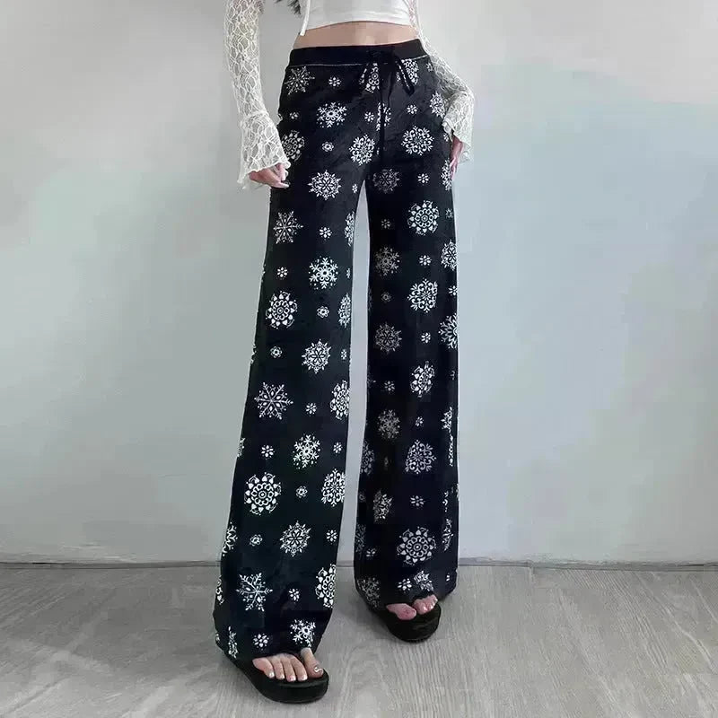 Snowflake Casual Straight Leg  trouser Pants For Women - EX-STOCK CANADA