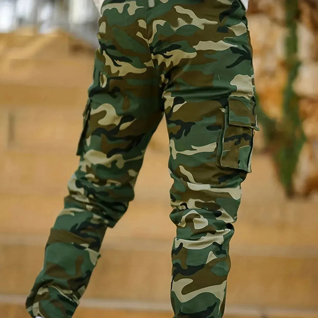 Multi-pocket Camouflage Ankle-tied Men's Military Casual Cargo Slim fit Pants trouser - EX-STOCK CANADA