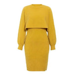 Women 2pcs Winter Outfit Cashmere dress Cropped Pullover top - EX-STOCK Canada