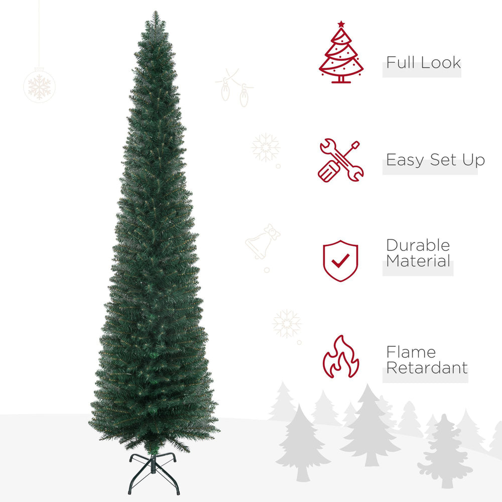 7FT Artificial Christmas Tree Xmas Pencil Tree Holiday Home Indoor Decoration With Foldable Black Stand For Party, Green EX-STOCK Canada 