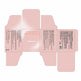 Pink packaging box with text and brand name on a white background