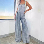Retro Washed Raw Edge Denim Wide-leg Suspender Denim Jumpsuit Baggy Denim Jeans Jumper - EX-STOCK Canada