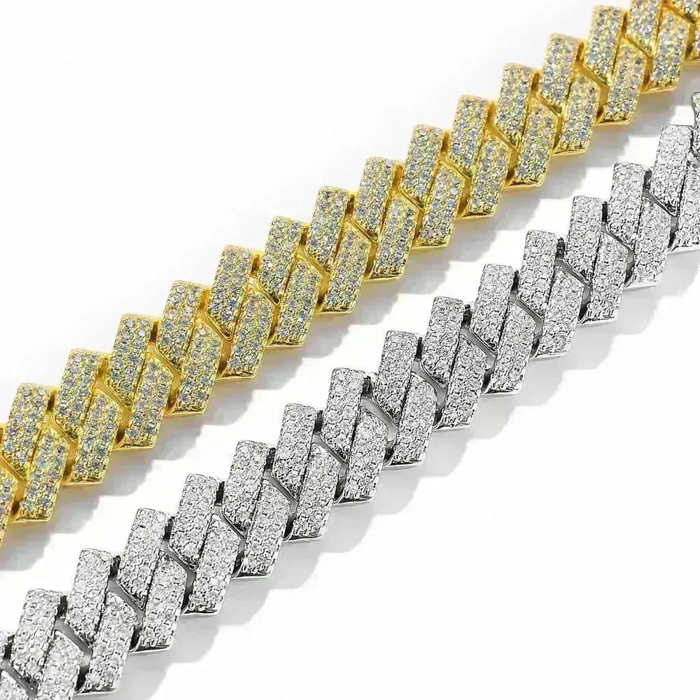 Cubic Copper Inlaid Zircon stone 14mm Diamond Cuban Link Chain necklace - EX-STOCK CANADA